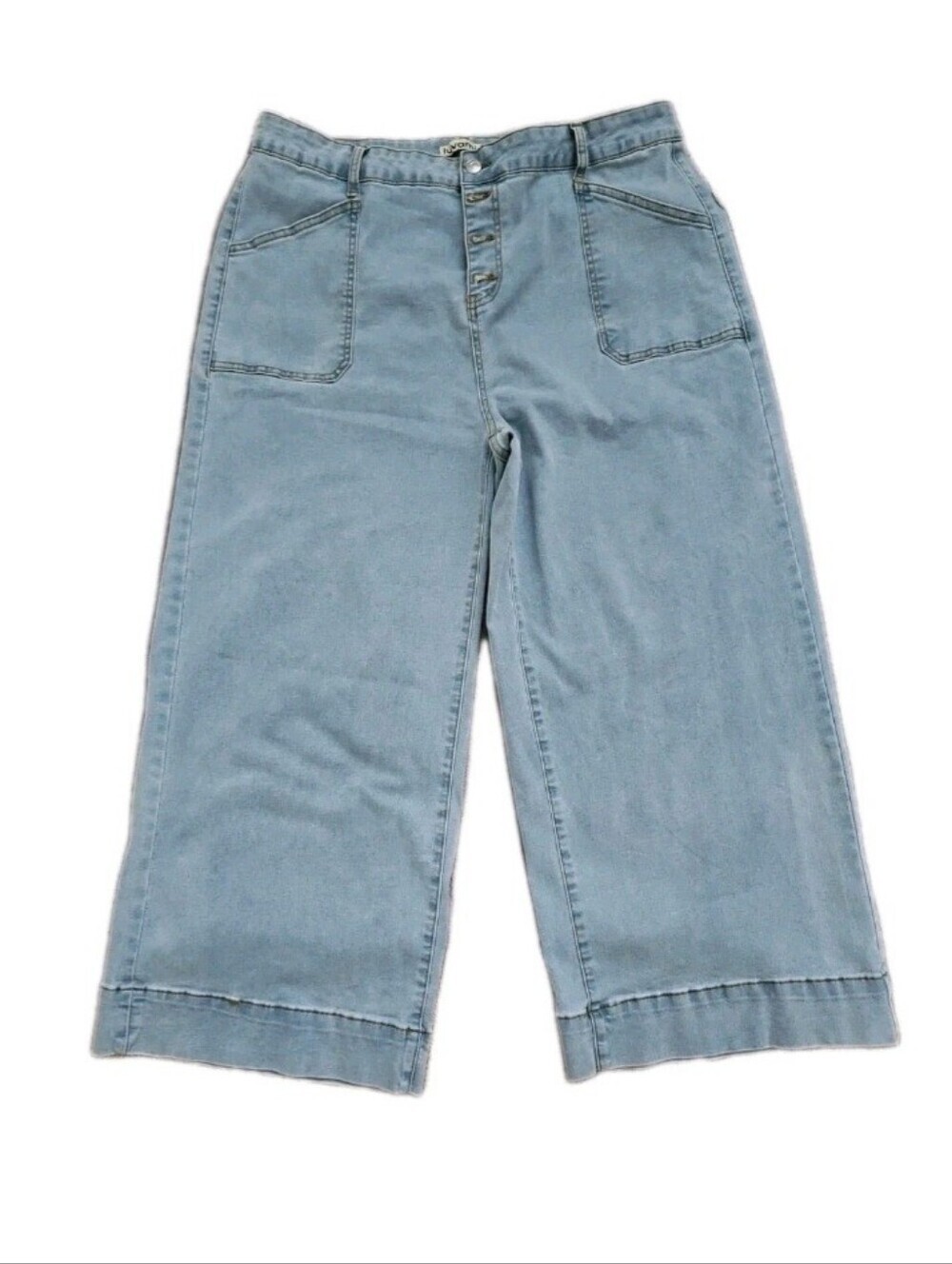 Luvamia Wide Leg Crop Jeans Light Wash High Rise Button Fly 2XL
